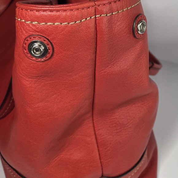 Coach Red Leather Tote Bag - Picture 10 of 13